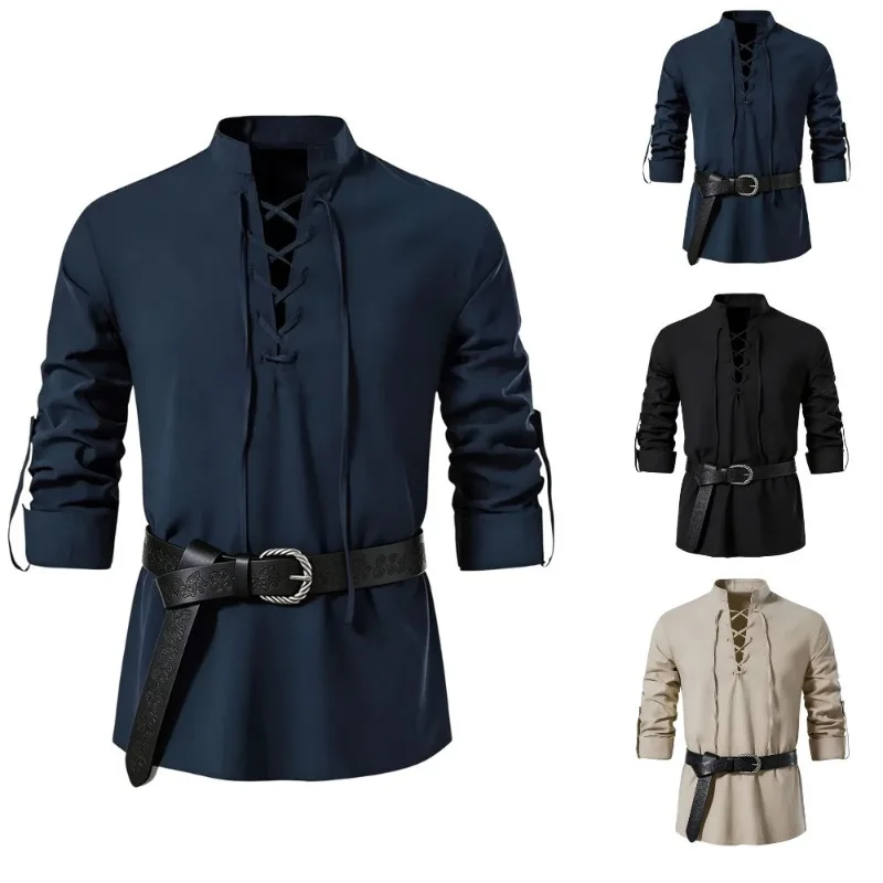 Camicia Medievale Vichinga da  - Medieval Gothic Lace Up Pirate Shirt recensione e prezzo